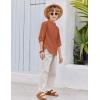 Arshiner Boys Cotton Linen Henley Shirt Button Down Shirt Long Sleeve T Shirt Beach Shirt Tee Casual Solid Tops(Rust)
