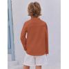 Arshiner Boys Cotton Linen Henley Shirt Button Down Shirt Long Sleeve T Shirt Beach Shirt Tee Casual Solid Tops(Rust)