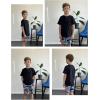 Arshiner Boys Summer Clothing Sets 3-button Short Sleeve Tee and Shorts Casual Outfits for 5-12 Years(Black & Blue Camo)