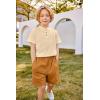 Arshiner Boys Summer Clothing Sets 3-button Short Sleeve Tee and Shorts Casual Outfits for 5-12 Years(Cream & Brown)