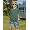 Arshiner Boys Summer Clothing Sets 3-button Short Sleeve Tee and Shorts Casual Outfits for 5-12 Years(Green & Camo)