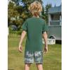Arshiner Boys Summer Clothing Sets 3-button Short Sleeve Tee and Shorts Casual Outfits for 5-12 Years(Green & Camo)