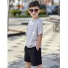 Arshiner Boys Summer Clothing Sets 3-button Short Sleeve Tee and Shorts Casual Outfits for 5-12 Years(Grey & Black)