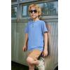 Arshiner Boys Summer Clothing Sets 3-button Short Sleeve Tee and Shorts Casual Outfits for 5-12 Years(Light Blue & Khaki)