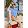 Arshiner Boys Summer Clothing Sets 3-button Short Sleeve Tee and Shorts Casual Outfits for 5-12 Years(Light Blue & Khaki)