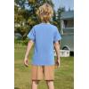 Arshiner Boys Summer Clothing Sets 3-button Short Sleeve Tee and Shorts Casual Outfits for 5-12 Years(Light Blue & Khaki)
