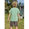 Arshiner Boys Summer Clothing Sets 3-button Short Sleeve Tee and Shorts Casual Outfits for 5-12 Years(Light Green & Dark Grey)