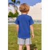 Arshiner Boys Summer Clothing Sets 3-button Short Sleeve Tee and Shorts Casual Outfits for 5-12 Years(Navy Blue&grey)