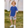 Arshiner Boys Summer Clothing Sets 3-button Short Sleeve Tee and Shorts Casual Outfits for 5-12 Years(Navy Blue&grey)