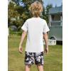Arshiner Boys Summer Clothing Sets 3-button Short Sleeve Tee and Shorts Casual Outfits for 5-12 Years(White & Camo)