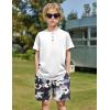 Arshiner Boys Summer Clothing Sets 3-button Short Sleeve Tee and Shorts Casual Outfits for 5-12 Years(White & Camo)