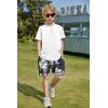 Arshiner Boys Summer Clothing Sets 3-button Short Sleeve Tee and Shorts Casual Outfits for 5-12 Years(White & Camo)