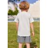 Arshiner Boys Summer Clothing Sets 3-button Short Sleeve Tee and Shorts Casual Outfits for 5-12 Years(White & Grey Striped)