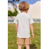 Arshiner Boys Summer Clothing Sets 3-button Short Sleeve Tee and Shorts Casual Outfits for 5-12 Years(White & Khaki)