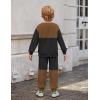 Arshiner Boys Sweatsuit Long Sleeve Crewneck Sweatshirt and Pants Fall Winter Tracksuit Set 2-10Y(Black & Brown)