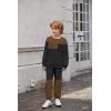 Arshiner Boys Sweatsuit Long Sleeve Crewneck Sweatshirt and Pants Fall Winter Tracksuit Set 2-10Y(Black & Brown)
