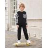 Arshiner Boys Sweatsuit Long Sleeve Crewneck Sweatshirt and Pants Fall Winter Tracksuit Set 2-10Y(Black & White)