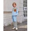 Arshiner Boys Sweatsuit Long Sleeve Crewneck Sweatshirt and Pants Fall Winter Tracksuit Set 2-10Y(Grey & Blue)