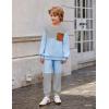 Arshiner Boys Sweatsuit Long Sleeve Crewneck Sweatshirt and Pants Fall Winter Tracksuit Set 2-10Y(Grey & Blue)