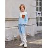 Arshiner Boys Sweatsuit Long Sleeve Crewneck Sweatshirt and Pants Fall Winter Tracksuit Set 2-10Y(White & Blue)