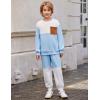 Arshiner Boys Sweatsuit Long Sleeve Crewneck Sweatshirt and Pants Fall Winter Tracksuit Set 2-10Y(White & Blue)