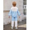 Arshiner Boys Sweatsuit Long Sleeve Crewneck Sweatshirt and Pants Fall Winter Tracksuit Set 2-10Y(White & Blue)