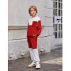 Arshiner Boys Sweatsuit Long Sleeve Crewneck Sweatshirt and Pants Fall Winter Tracksuit Set 2-10Y(White & Red)