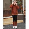 Arshiner Girls 2 Piece Outfits Fuzzy Long Sleeve Hoodie Sweatshirts and Patchwork Legging Pants Casual Clothing Sets(Brown)