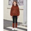 Arshiner Girls 2 Piece Outfits Fuzzy Long Sleeve Hoodie Sweatshirts and Patchwork Legging Pants Casual Clothing Sets(Brown)