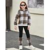 Arshiner Girls 2 Piece Outfits Fuzzy Long Sleeve Hoodie Sweatshirts and Patchwork Legging Pants Casual Clothing Sets(Checked Print)