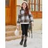 Arshiner Girls 2 Piece Outfits Fuzzy Long Sleeve Hoodie Sweatshirts and Patchwork Legging Pants Casual Clothing Sets(Checked Print)