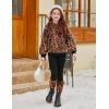 Arshiner Girls 2 Piece Outfits Fuzzy Long Sleeve Hoodie Sweatshirts and Patchwork Legging Pants Casual Clothing Sets(Leopard Print)