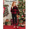 Arshiner Girls 2 Piece Outfits Fuzzy Long Sleeve Hoodie Sweatshirts and Patchwork Legging Pants Casual Clothing Sets(Red Plaid)