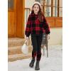 Arshiner Girls 2 Piece Outfits Fuzzy Long Sleeve Hoodie Sweatshirts and Patchwork Legging Pants Casual Clothing Sets(Red Plaid)