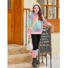 Arshiner Girls 2 Piece Outfits Fuzzy Long Sleeve Hoodie Sweatshirts and Patchwork Legging Pants Casual Clothing Sets(Tie Dye Yellow&pink)