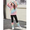 Arshiner Girls 2 Piece Outfits Fuzzy Long Sleeve Hoodie Sweatshirts and Patchwork Legging Pants Casual Clothing Sets(Tie Dye Yellow&pink)