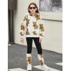 Arshiner Girls 2 Piece Outfits Fuzzy Long Sleeve Hoodie Sweatshirts and Patchwork Legging Pants Casual Clothing Sets(White Bear Print)