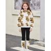 Arshiner Girls 2 Piece Outfits Fuzzy Long Sleeve Hoodie Sweatshirts and Patchwork Legging Pants Casual Clothing Sets(White Bear Print)