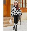 Arshiner Girls 2 Piece Outfits Fuzzy Long Sleeve Hoodie Sweatshirts and Patchwork Legging Pants Casual Clothing Sets(White&black)