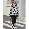 Arshiner Girls 2 Piece Outfits Fuzzy Long Sleeve Hoodie Sweatshirts and Patchwork Legging Pants Casual Clothing Sets(White&black)