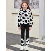 Arshiner Girls 2 Piece Outfits Fuzzy Long Sleeve Hoodie Sweatshirts and Patchwork Legging Pants Casual Clothing Sets(White&black)