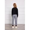 Arshiner Girls 2 Piece Outfits Long Sleeve Crop Tops and Lounge Pants with Pockets Kids Tracksuit Clothing Sets(Black Plaid)