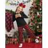 Arshiner Girls 2 Piece Outfits Long Sleeve Ruffled Tops and Pants with Pockets Clothing Set for 6-14Y(Black & Red Plaid)