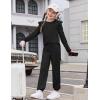 Arshiner Girls 2 Piece Outfits Long Sleeve Ruffled Tops and Pants with Pockets Clothing Set for 6-14Y(Black)