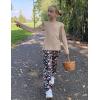 Arshiner Girls 2 Piece Outfits Long Sleeve Ruffled Tops and Pants with Pockets Clothing Set for 6-14Y(Black/Orange Flower)