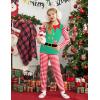 Arshiner Girls 2 Piece Outfits Long Sleeve Ruffled Tops and Pants with Pockets Clothing Set for 6-14Y(Green & Red Stripe)