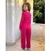 Arshiner Girls 2 Piece Outfits Long Sleeve Ruffled Tops and Pants with Pockets Clothing Set for 6-14Y(Hot Pink)