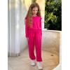 Arshiner Girls 2 Piece Outfits Long Sleeve Ruffled Tops and Pants with Pockets Clothing Set for 6-14Y(Hot Pink)