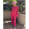 Arshiner Girls 2 Piece Outfits Long Sleeve Ruffled Tops and Pants with Pockets Clothing Set for 6-14Y(Hot Pink)