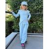 Arshiner Girls 2 Piece Outfits Long Sleeve Ruffled Tops and Pants with Pockets Clothing Set for 6-14Y(Light Blue)